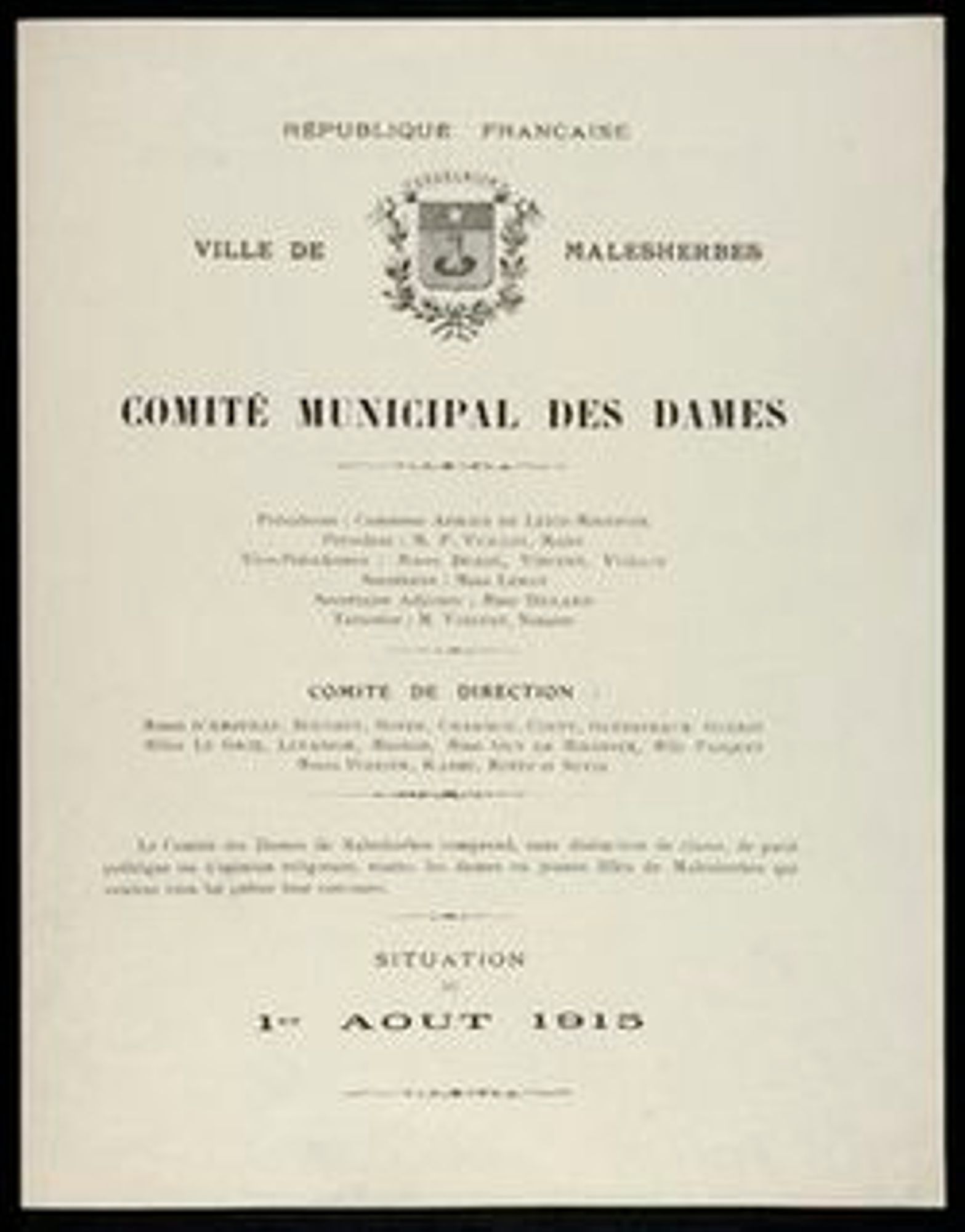 Le comité municipal des Dames de Malesherbes