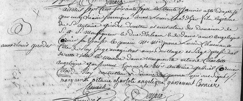 Acte de baptême d'Anne-Louis Girodet du 30 janvier 1767, né le 29 janvier 1767 à Montargis (conservé aux Archives municipales de Montargis)