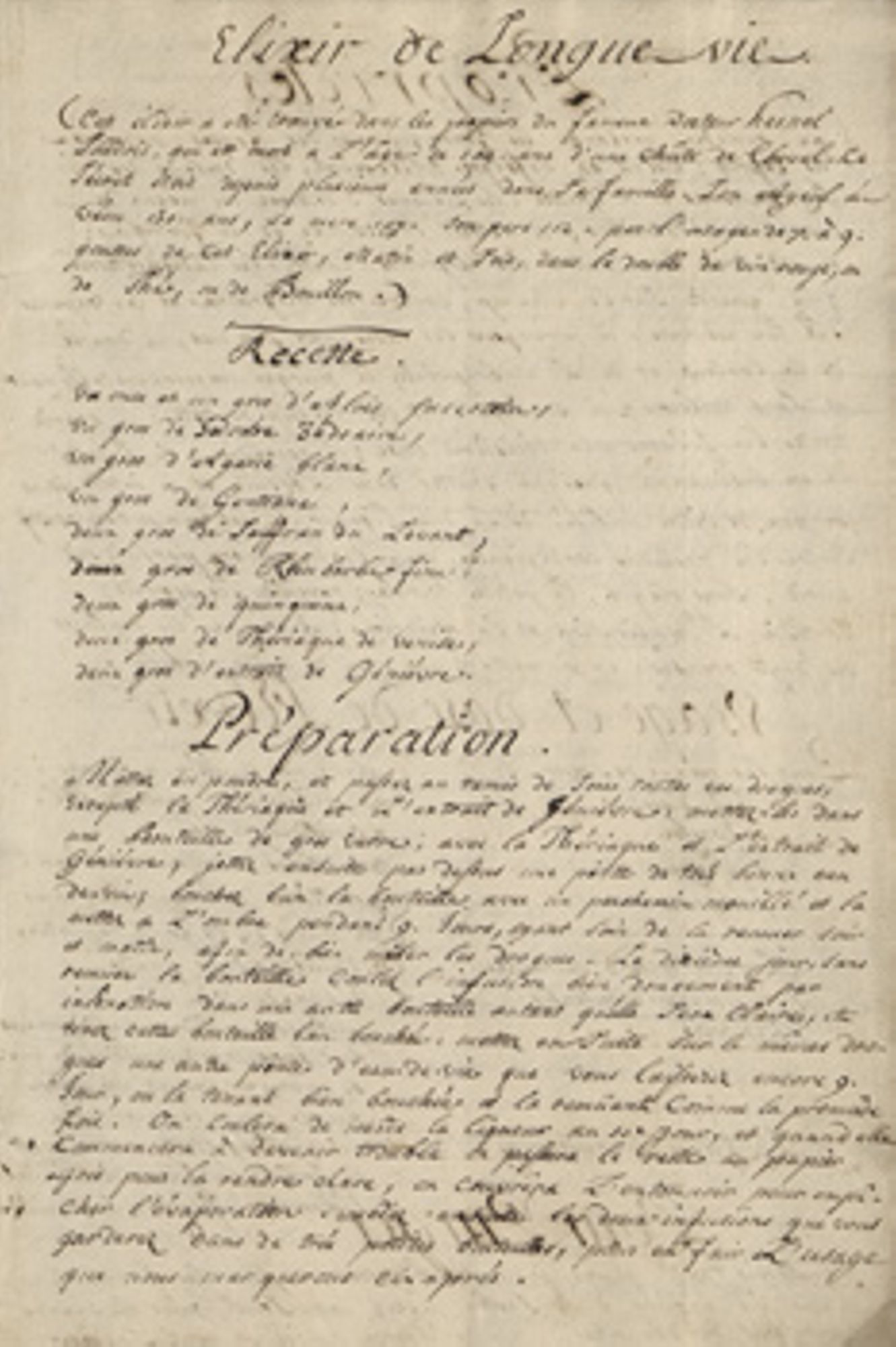 L'élixir de longue vie