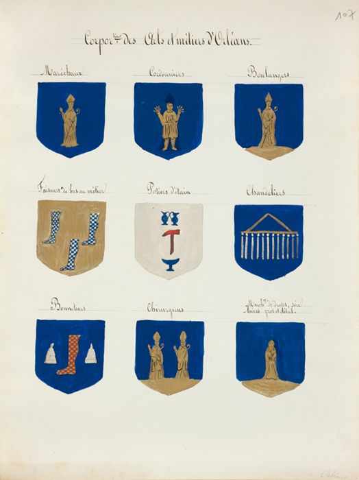 Armorial de l’Orléanais par A. Jarry, corporation des arts et métiers d’Orléans, 1857