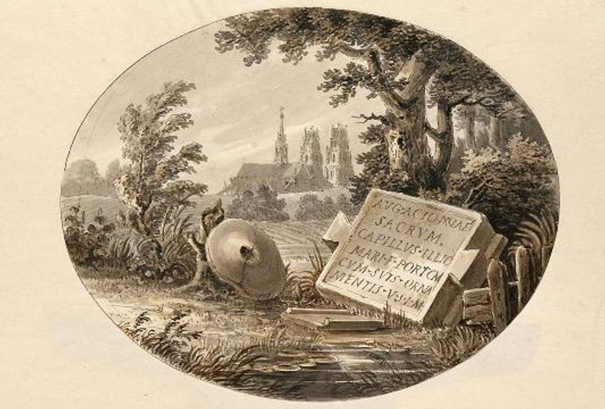 Fontaine de l'Etuvée, aquarelle de Charles Pensée - 1824.