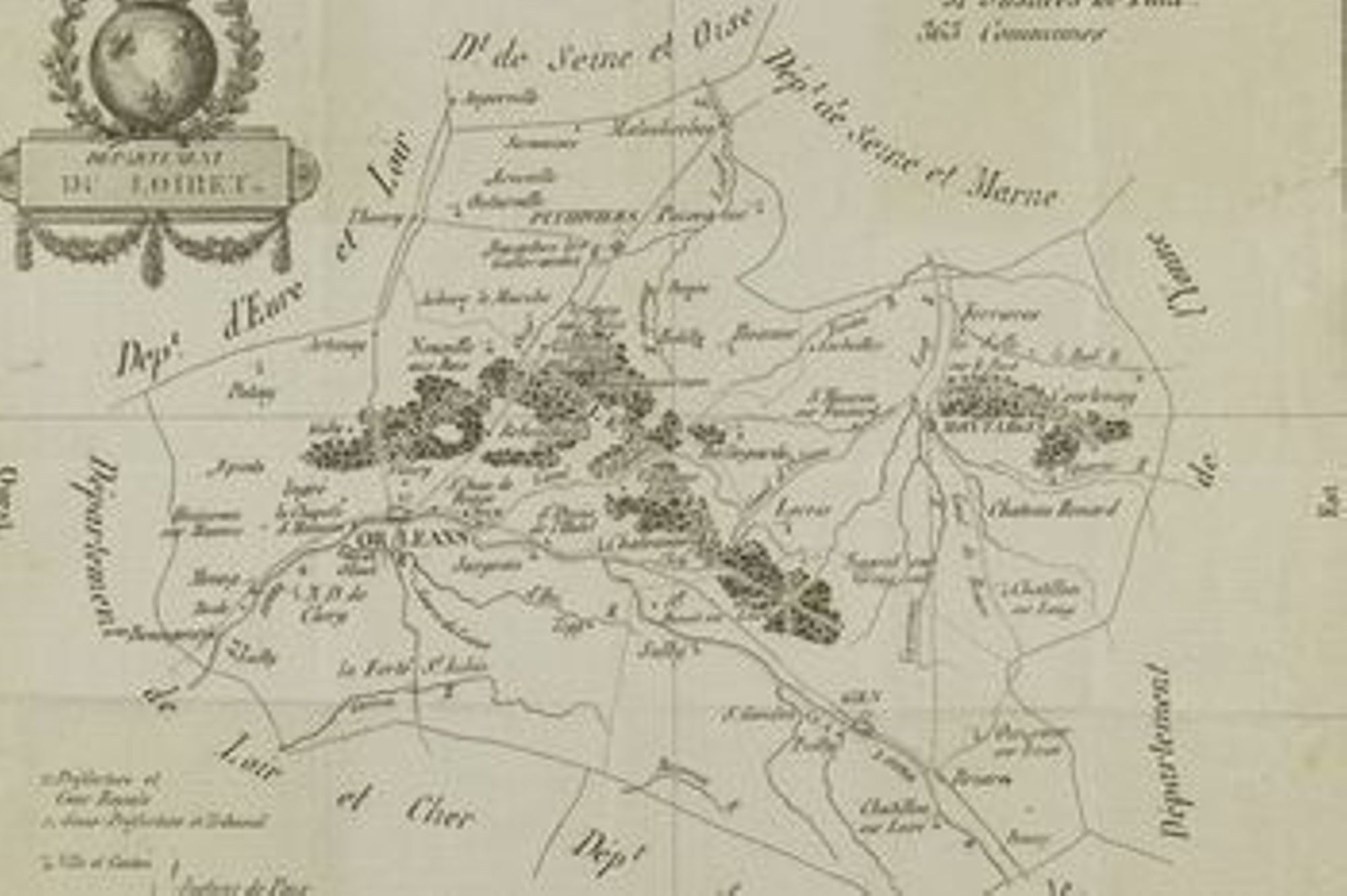 Carte du département du Loiret (Arch. dép. du Loiret, 2 FI 22)