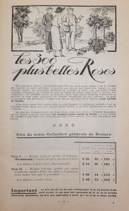 Extrait du catalogue des ventes des Grandes Roseraies du Val de la Loire, 1922-1923