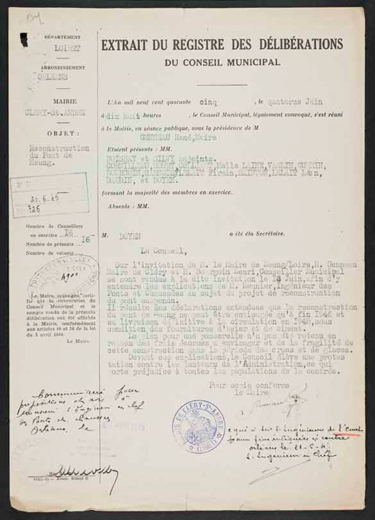 Reconstruction du pont de Meung-sur-Loire