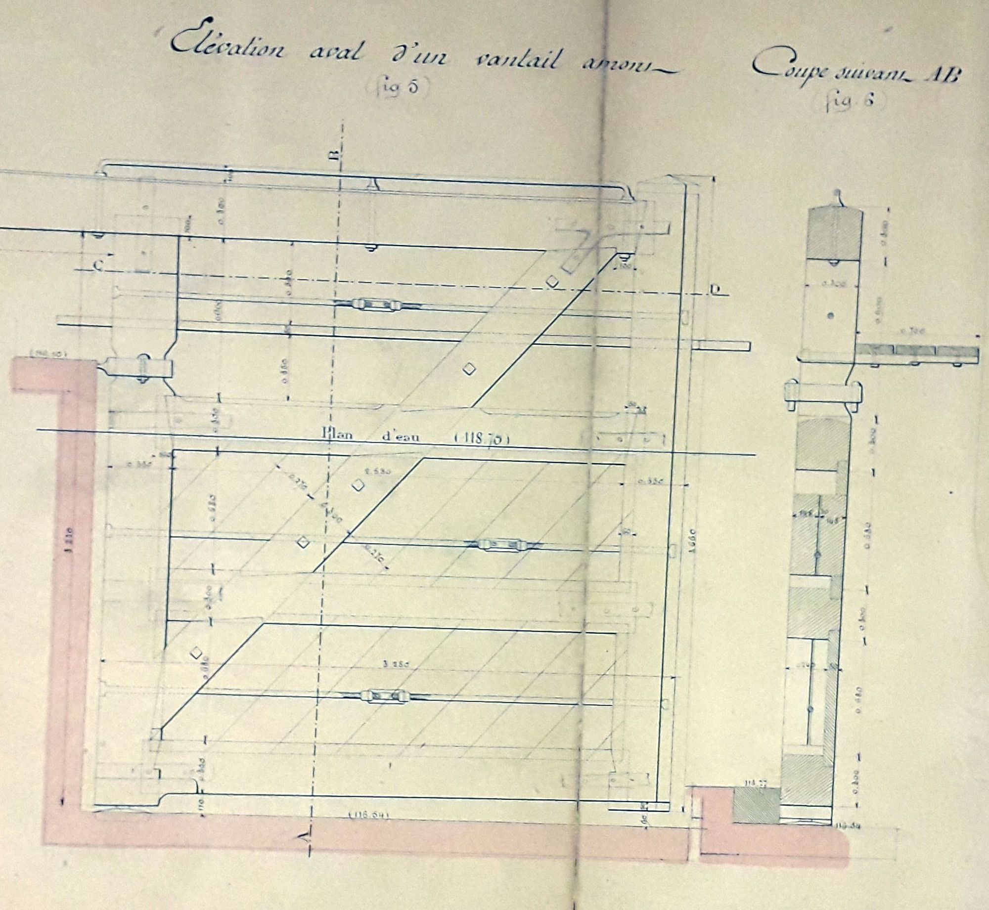 Remplacement des vantaux de l’écluse du Milieu de Grignon (27 avril 1886).
