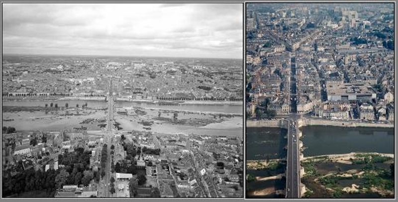 Orléans, vue générale depuis la rive sud. (1961 / 2011)