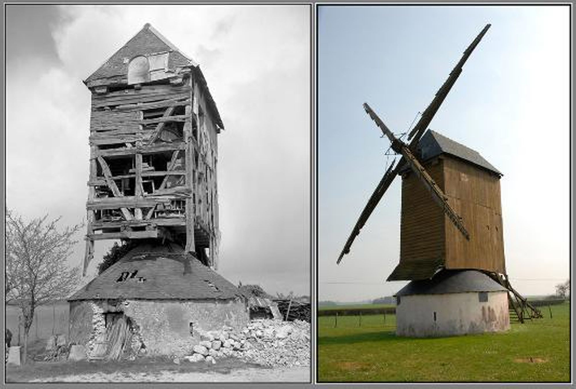 Chapelon, le moulin de Gaillardin. (avril 1972 / avril 2007)