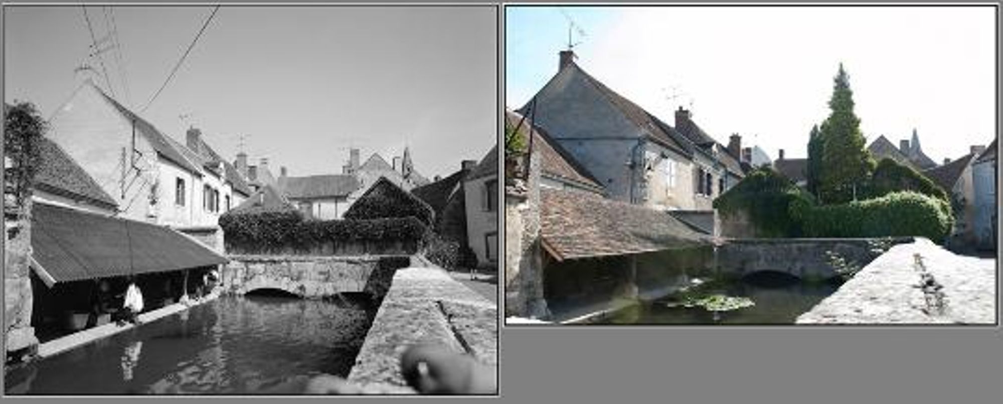 Ferrières-en-Gâtinais, le lavoir. (août 1971 / août 2011)