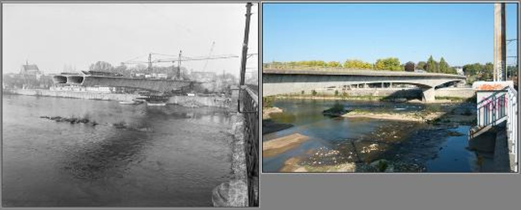 Orléans, pont Thinat, construction. (déc. 1975 / oct. 2011)