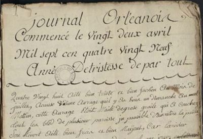 Journal de Jeanne-Victoire Dellezigne. Fonds Jarry.