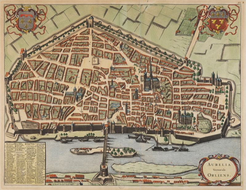 Plan d'Orléans avec le Pont des Tourelles - XVIe siècle