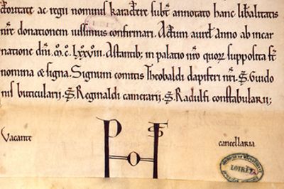 Donation du roi Louis VII aux chanoines de Saint-Euverte, 1178