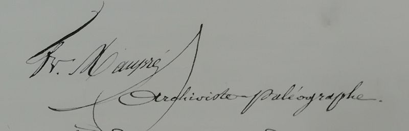Signature de François Maupré, archiviste paléographe 