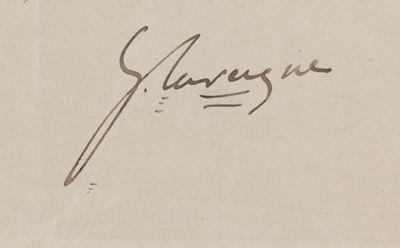Signature de Géraud Lavergne dans le rapport d’activité des Archives départementales du Loiret de 1940 