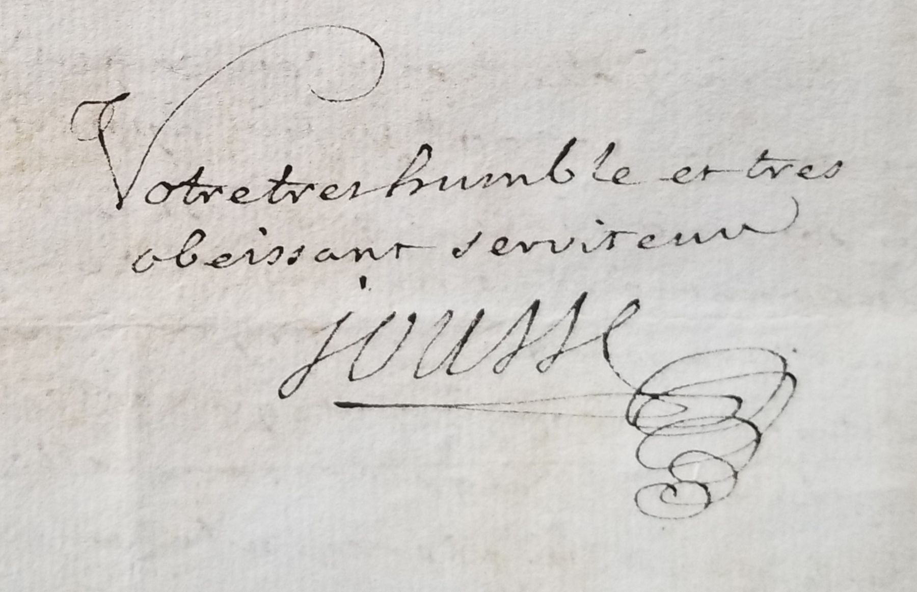 Signature de Daniel Jousse, « Votre très humble et très obéissant serviteur »  