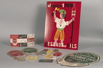 Affichette et étiquettes de la vinaigrerie Dessaux d'Orléans