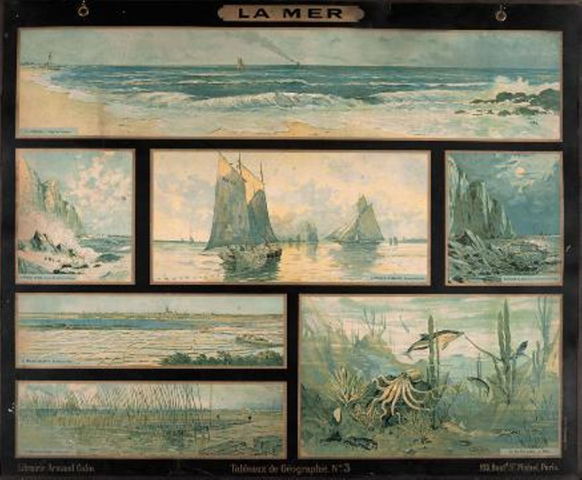 Panneau scolaire "la mer" (XXème siècle)